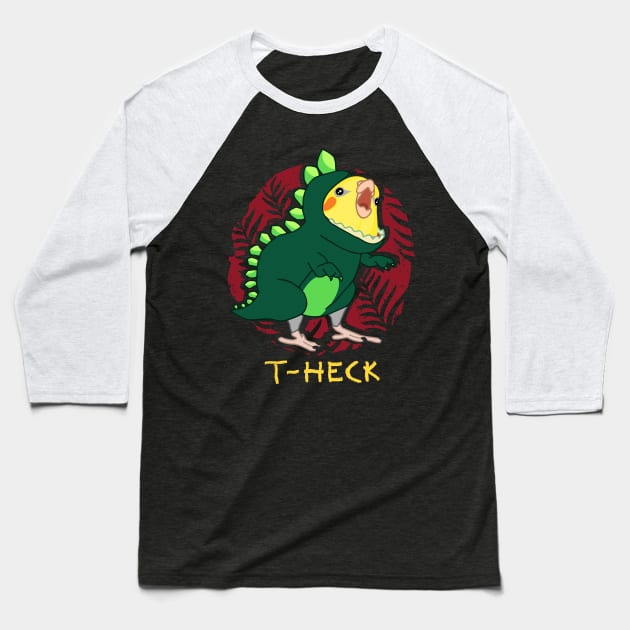 t-heck cockatiel dinosaur Baseball T-Shirt by FandomizedRose